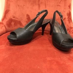 Black peep toe platforms